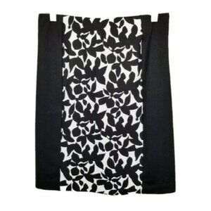 Cynthia Rowley‎ Flower Panel Pencil Skirt Women's Medium Black White